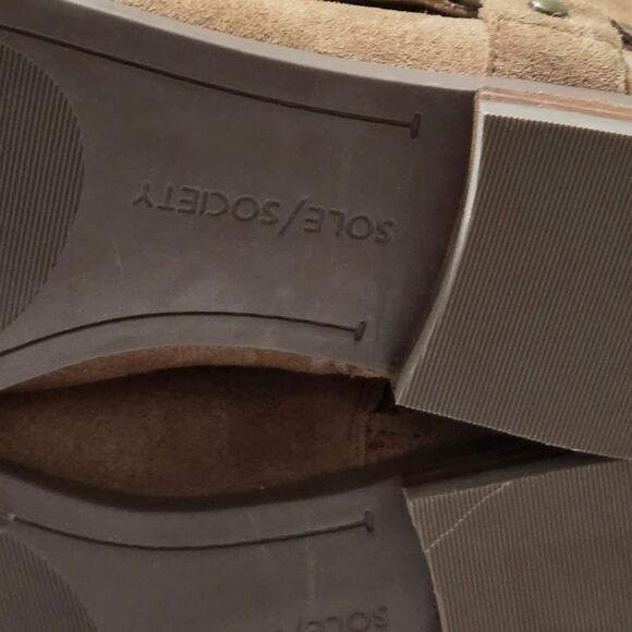 Sole Society Tan Suede Harness Ankle Boots Booties Size 9.5 - Picture 7 of 8